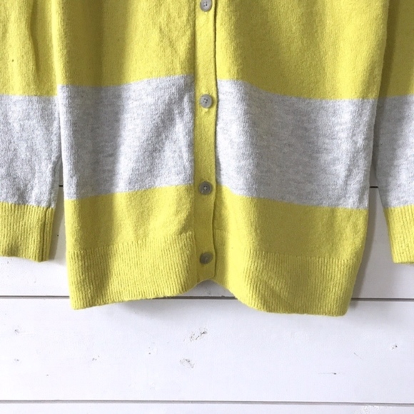 LOFT Gray Yellow Stripe Button Up Cardigan - Picture 3 of 5